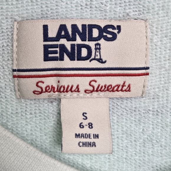 Vtg Lands End Sweatshirt Womens Small (6-8) Teal Blue Nature Bear Moose Wildlife - Picture 9 of 11